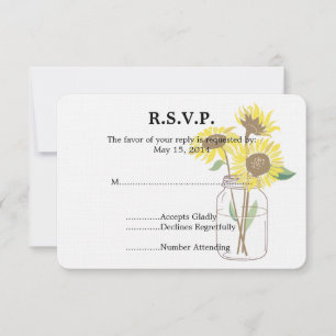 Sunflowers Mason Jar Wedding RSVP