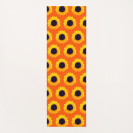 Sunflowers Naranja Amarilla Floral Black Yoga Mat