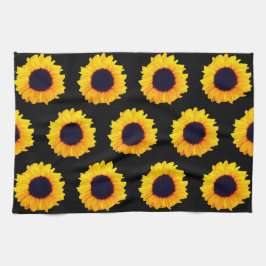 Sunflowers Naranja Amarilla Toallas de Cocina Negr