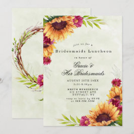 Sunflowers Pink Bridesmaids Invitaciones para el a