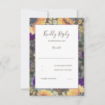 Sunflowers Purple Rustic Fall Wedding RSVP