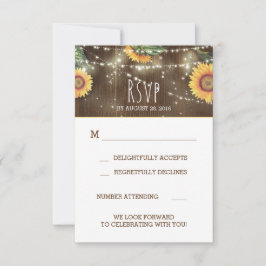 Sunflowers Rustic Barn Wood Wedding RSVP