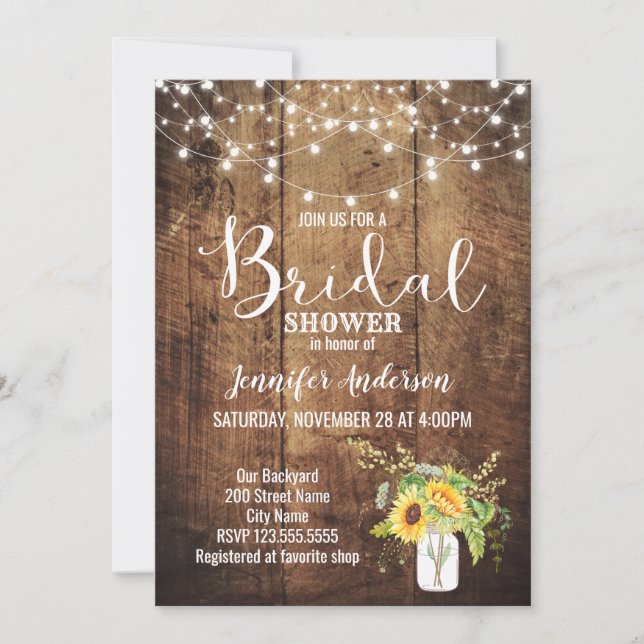 Sunflowers Rustic Bridal Shower (Anverso)