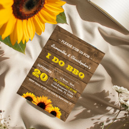 Sunflowers & Rustic Wood I Do BBQ Invitaciones