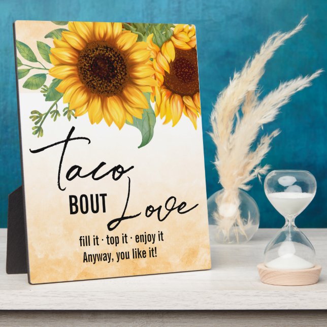 Sunflowers Tacos firma placa de tabletop con Easel (Lado)