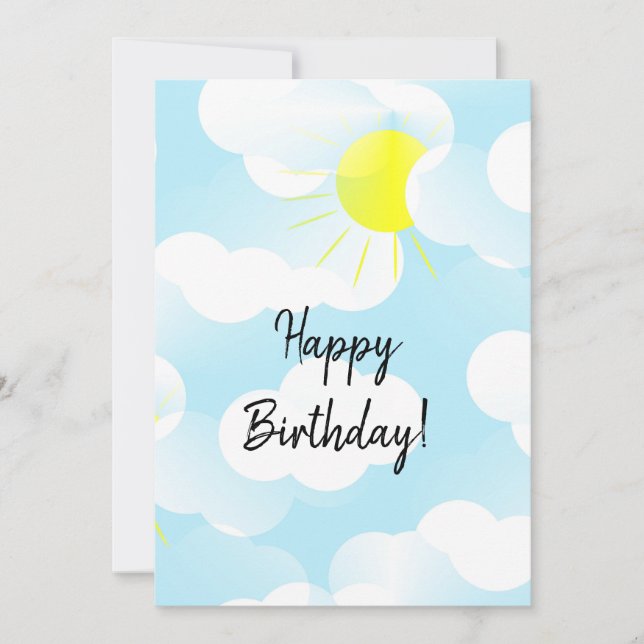 Sunny Blue Summer Sky con nubes y deseos de cumple (Anverso)