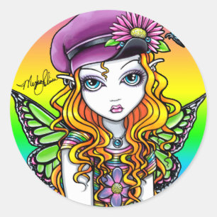 "Sunny" Cuidada Mariposa Arcoiris Pegatinas