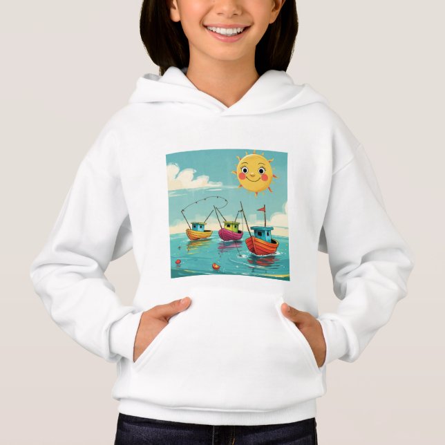 Sunny Fishing Boats – Kids’ Hoodie (Anverso)