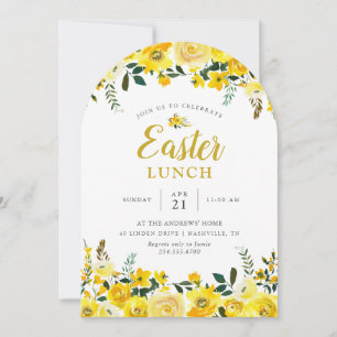 Sunny Meadow Floral Easter Lunch Party Invitación