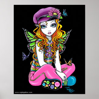 "Sunny" Posters de hadas arcoiris con mariposa can