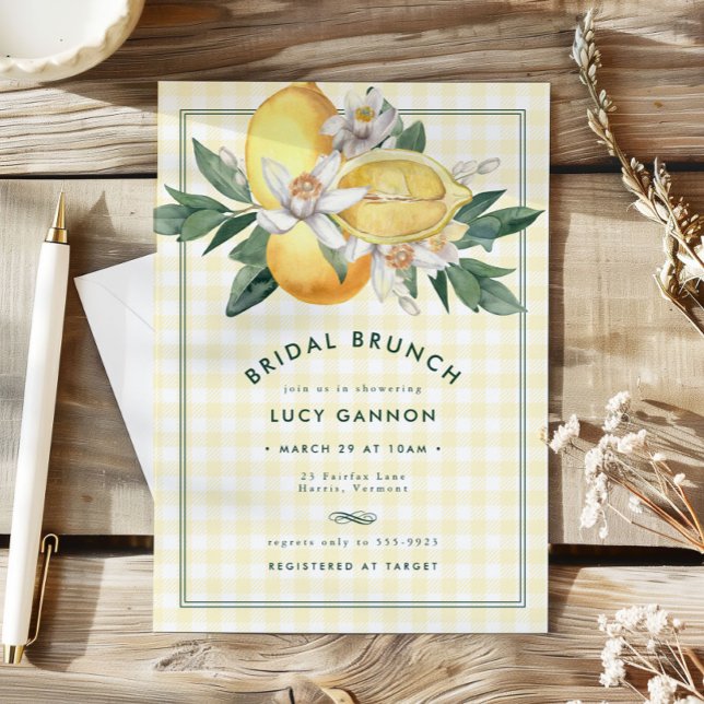 Sunny Yellow Lemon Gingham Bridal Shower Brunch (Subido por el creador)