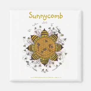 Sunnycomb - imán cuadrado de 2" (blanco)