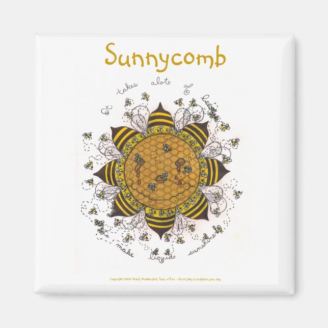 Sunnycomb - imán cuadrado de 2" (blanco) (Frente)