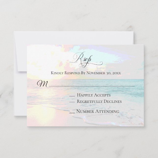 *~* Sunrise Exotic Ocean - Beach Wedding RSVP (Anverso)