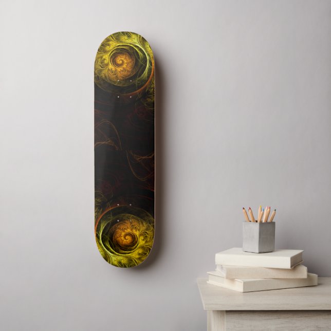 Sunrise Floral Red Abstract Art Skateboard (Arte de la pared)
