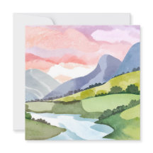Sunrise Green Mountainside | Tarjeta de agua