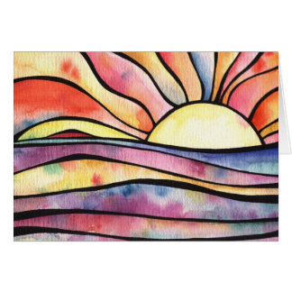 SUNSET AT SEA Watercolor Tarjeta de felicitación p