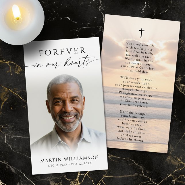 Sunset Beach Forever Hearts Cross Poem Prayer Card (Subido por el creador)