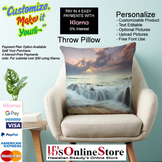 Sunset Beach Polyester Cojín decorativo 40 (Sunset Beach Square Polyester Large Pillow 40.)