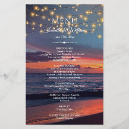 Sunset Beach String Lights Summer Boda Menu