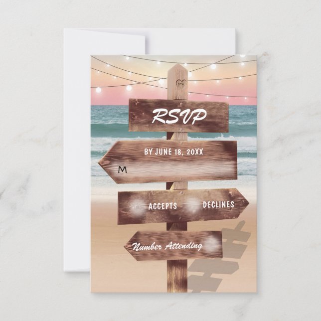 Sunset Beach Tropical Destination Wedding RSVP (Anverso)