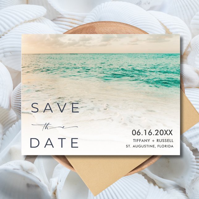 Sunset Beach Wedding Guardar la postal de fecha (Sunset Beach Wedding Save the Date Postcard)