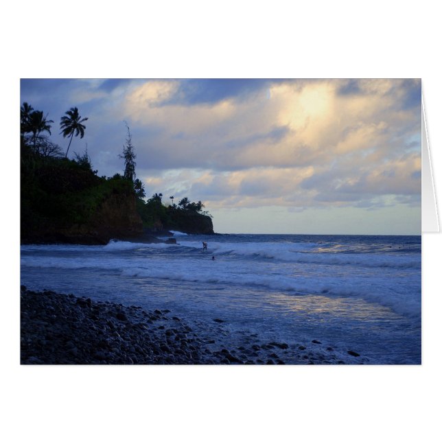 Sunset Big Island, Hawaii, Surfers Card (Anverso (Horizontal))