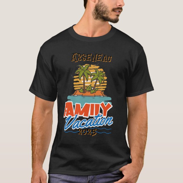 Sunset Family Cruise PERSONALIZA camiseta negra (Anverso)