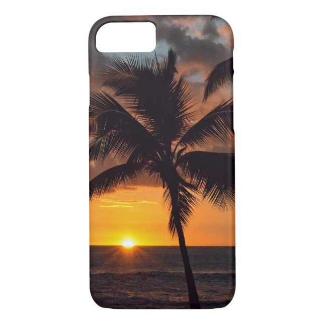 Sunset hawaiano y árbol de palmeras - Funda para i (Reverso)
