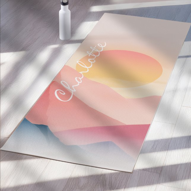 Sunset Mountain Custom Yoga Mat Soft Pastel Land  (Subido por el creador)