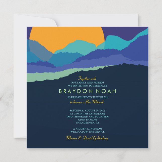 SUNSET & MOUNTAINS Bar Bat Mitzvah Invitación (Anverso)