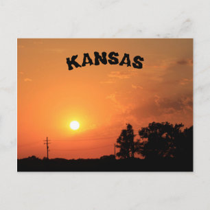 Sunset Naranja de Kansas con tarjeta postal de lín