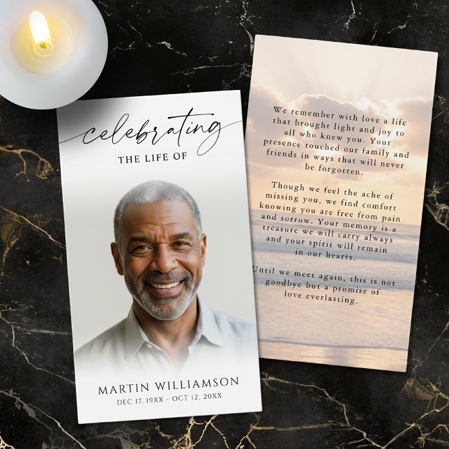 Sunset Ocean Celebrating the Life Prayer Card (Subido por el creador)