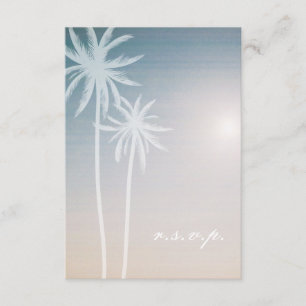 Sunset Ombré Palm Trees Beach Wedding RSVP