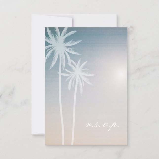 Sunset Ombré Palm Trees Beach Wedding RSVP (Anverso)