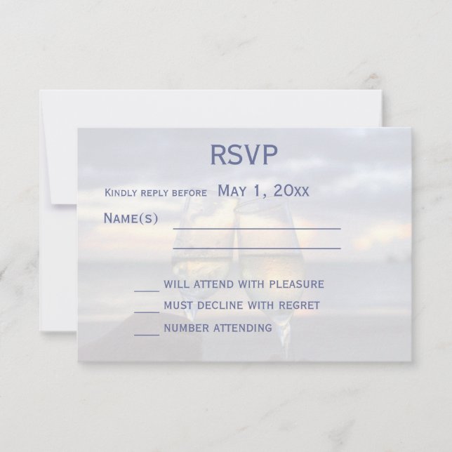 Sunset On The Beach Wedding RSVP Card (Anverso)