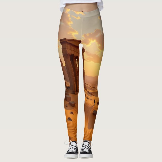 Sunset over Lost Temple Leggings Tights (Anverso)