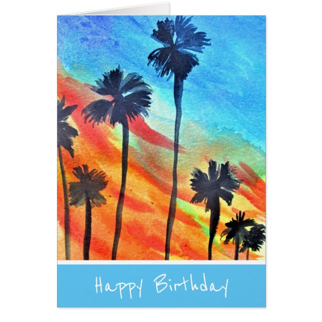 Sunset Palm Tree beach surf art (Frente)