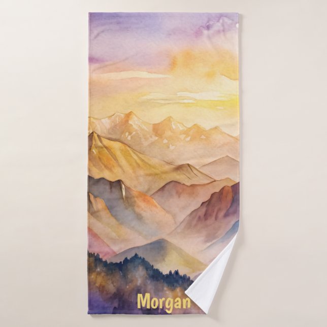 Sunset personalizado de acuarela (Toalla de baño)