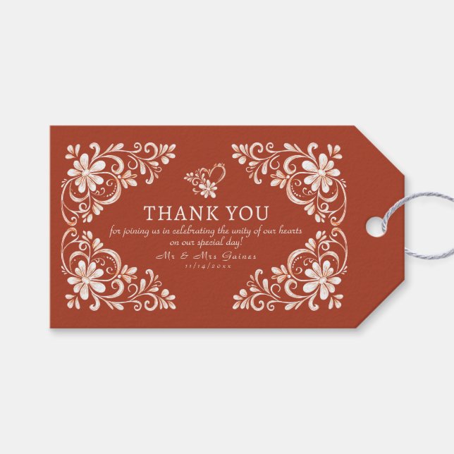 Sunset Rust Shabby Chic Gracias Boda Etiqueta De R (Frente (Horizontal))