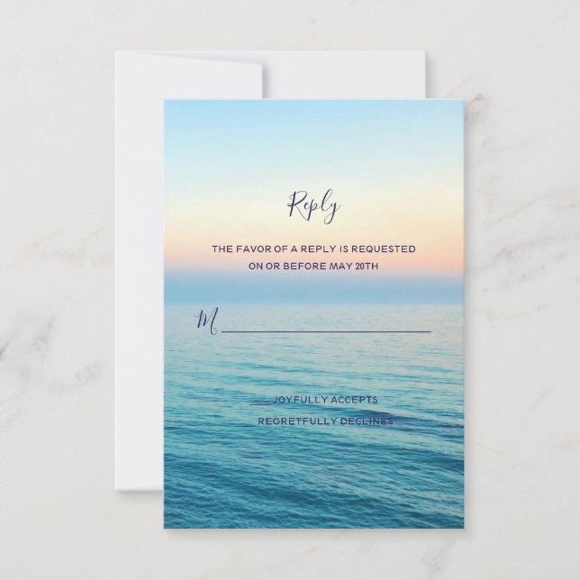 Sunset Skies Beach Ocean Wedding RSVP (Anverso)