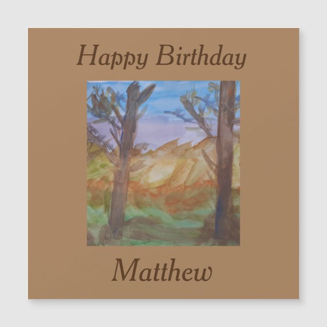 Sunset Trees Birthday Magnetic Card (Anverso)