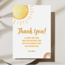 Sunshine 1º cumpleaños Tarjeta de agradecimiento