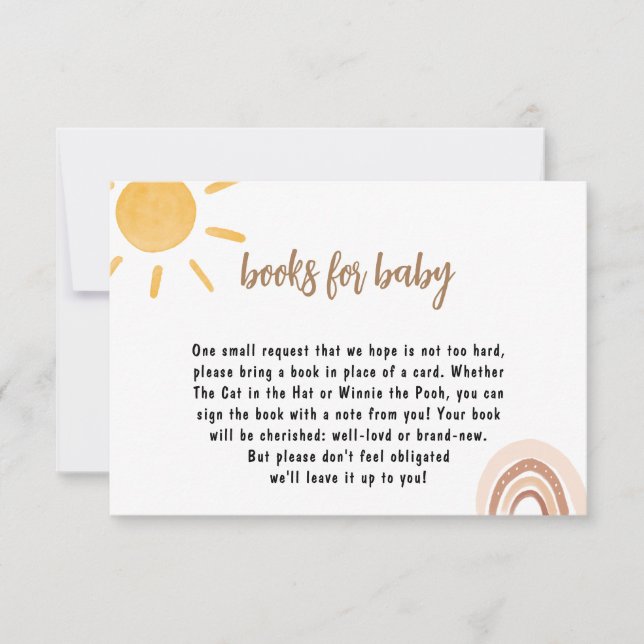 Sunshine Baby Shower Book para tarjeta para bebé (Anverso)