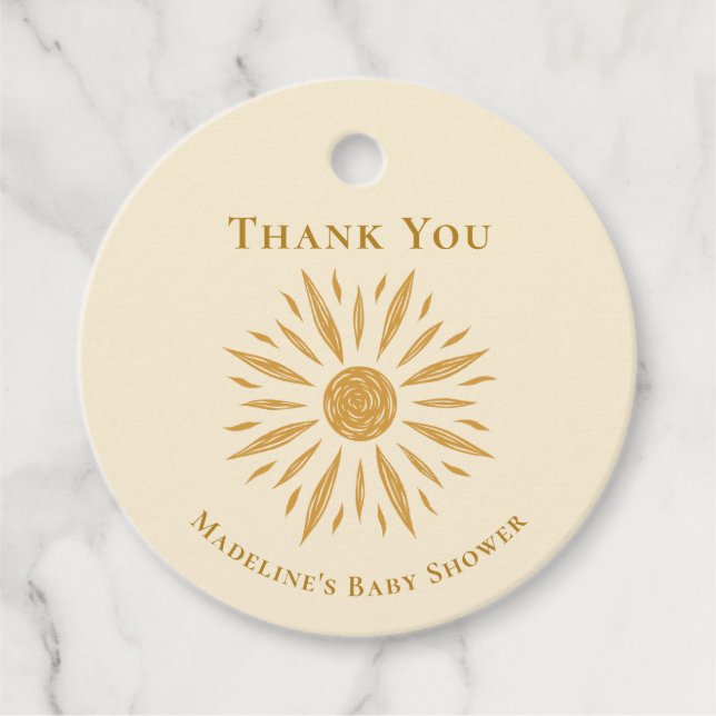 Sunshine Baby Shower Gracias Etiqueta (Anverso)