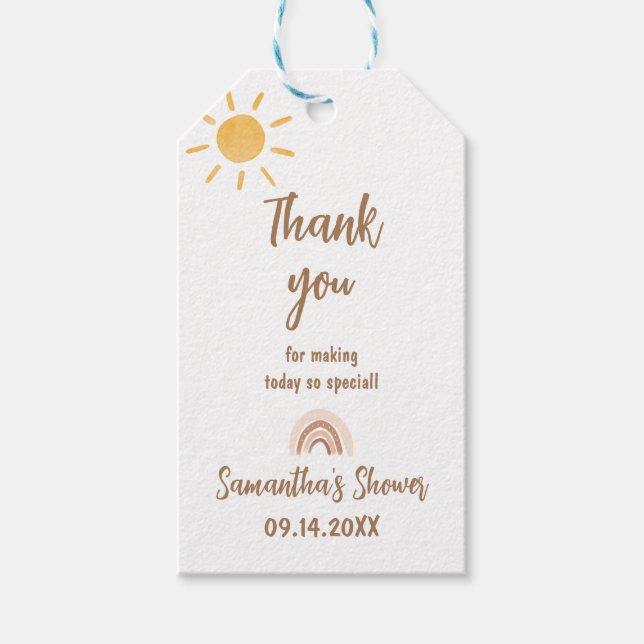 Sunshine Baby Shower Gracias Etiqueta (Anverso)