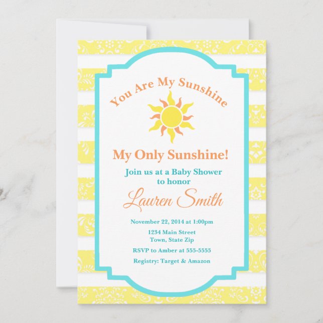 Sunshine Baby Shower Invitación Sun Boy (Anverso)