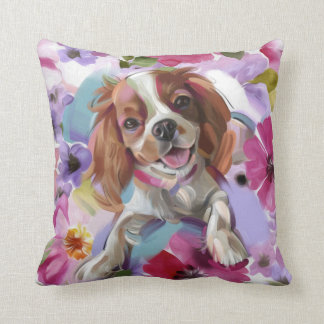 "Sunshine" blenheim cavalier perrito almohada blan