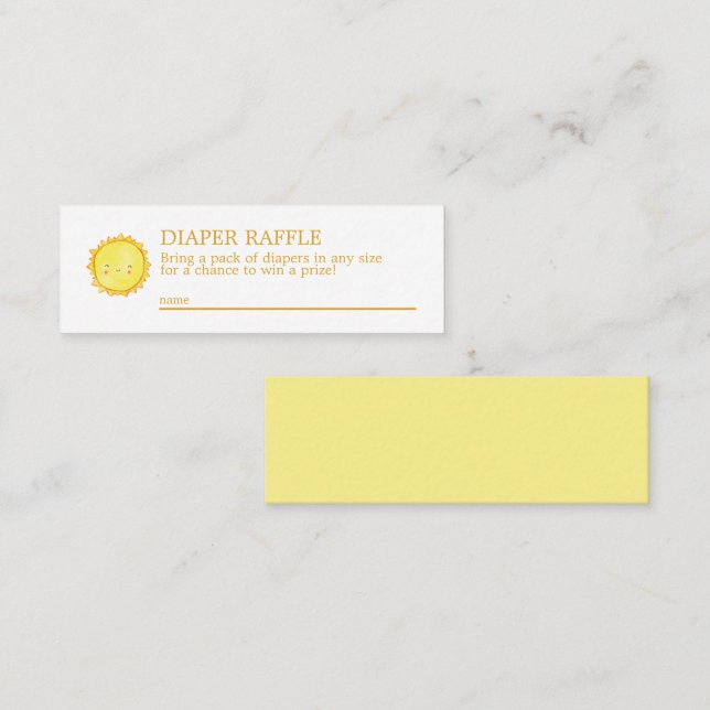 Sunshine Diaper Raffle Mini Tarjeta de Gabinete  (Anverso / Reverso)