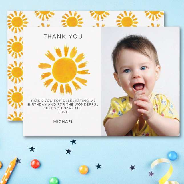 Sunshine First Birday Tarjeta de agradecimiento (Subido por el creador)
